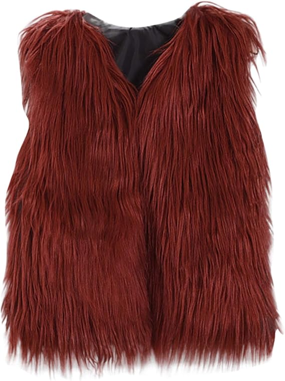 Girls Faux-Fur Jacket Coat Winter Thick Warm Fashion Cool Vest Clothes 3-10 Years