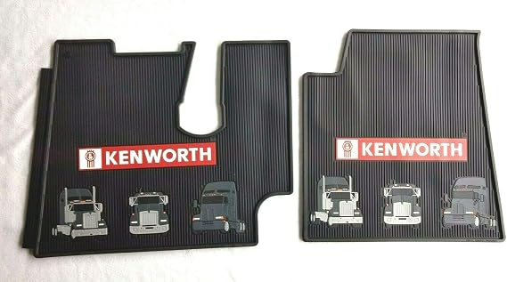 for Kenworth T440 470 600 660 800 W900 OEM Black Rubber Floor Mats w/Logo Fits 2006-2021 (See Model/Years Below)