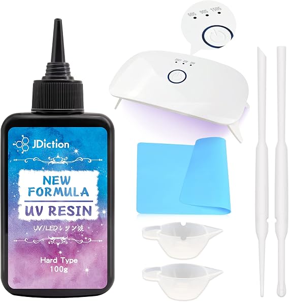 JDiction UV Resin Kit with Light, Crystal Clear Resin for Jewelry Making