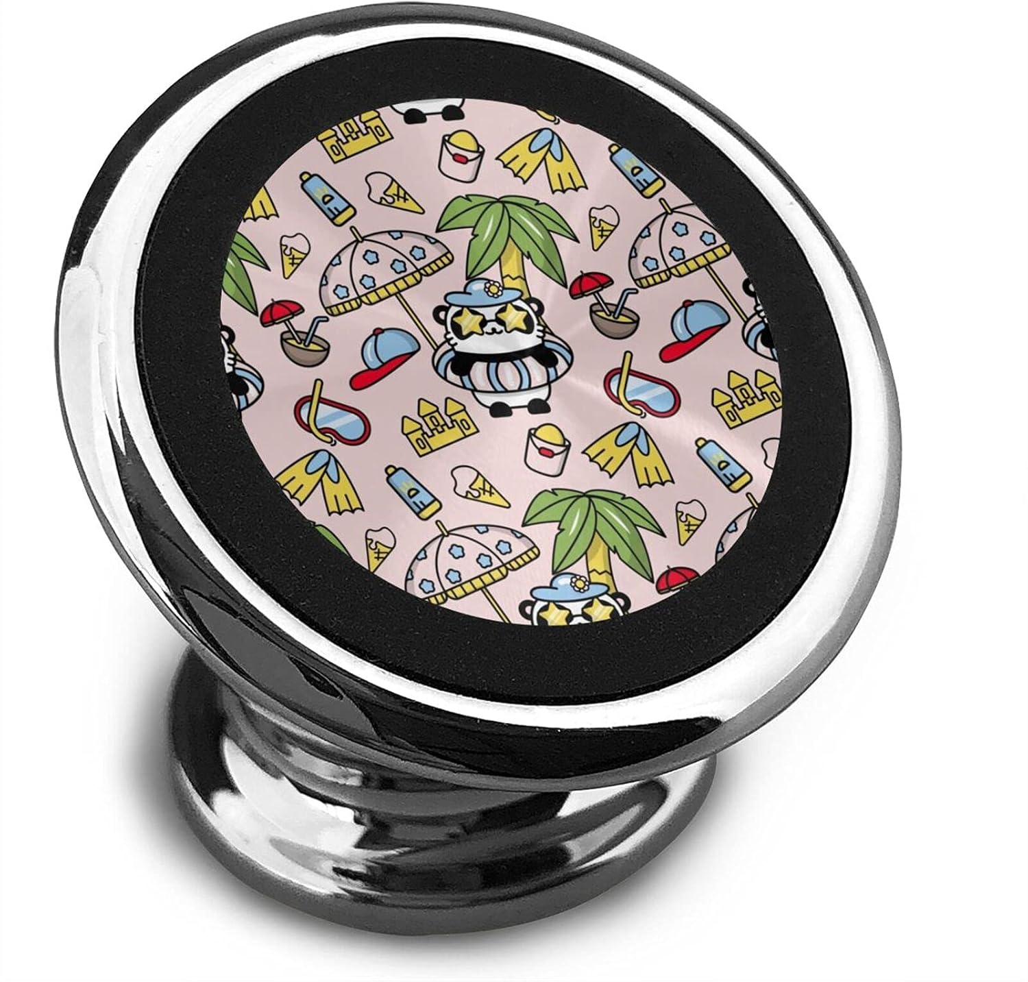 Cute Panda Kawaii Bear On Sea Magnetic Phone Mount,Car Magnetic Phone Holder，360&deg;Rotation Universal Dashboard Car Mount Fits iPhone Samsung Etc Most Smartphones