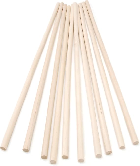 Dowel Rod - Wood - 1/4 x 12 inches - 10 pieces