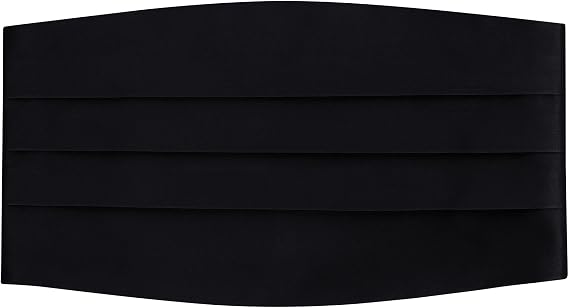 Men's Adjustable 4-Pleat Satin Cummerbund for Formalwear - Black