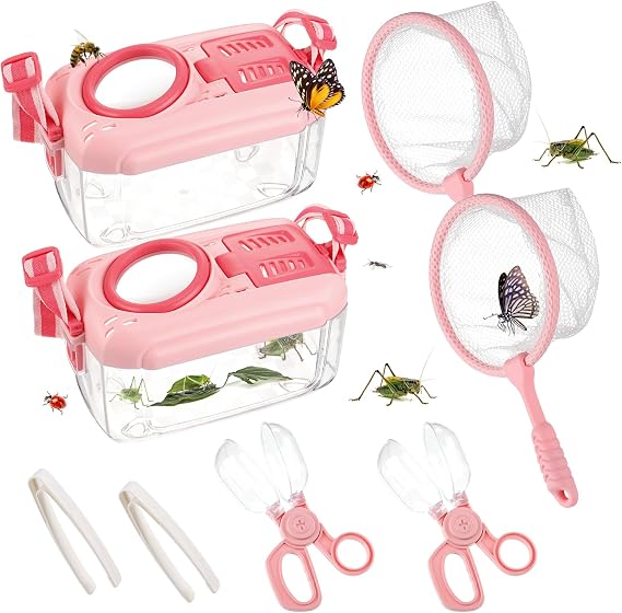 2 Sets Bug Catcher for Kids, Bug Catching Kit Gifts with Butterfly Net Toys