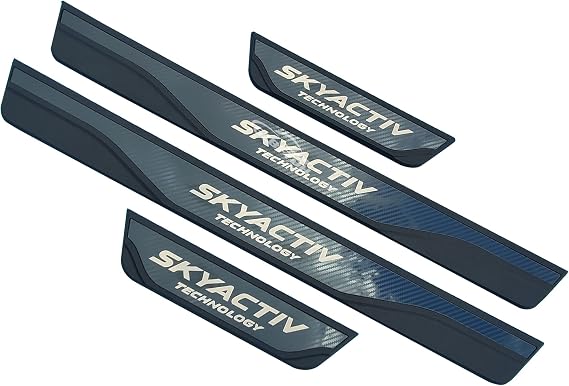 Carbon Fiber Door Sill Protector for Mazda Motors, for Mazda 3 6 CX5 CX30 CX90, Accessories Gifts for New Car/Owner SKYACTIV Technology Logo Door Entry Guard Plates