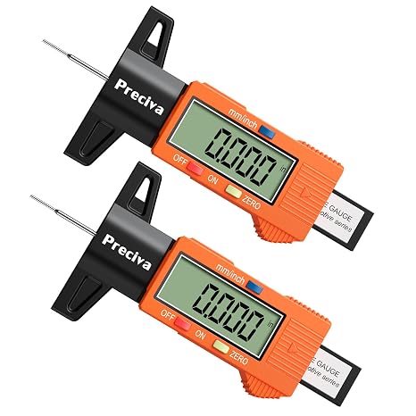 Preciva Tyre Tread Depth Gauge UK, 2pcs 0-25.4mm/Inch for Cars, Trucks