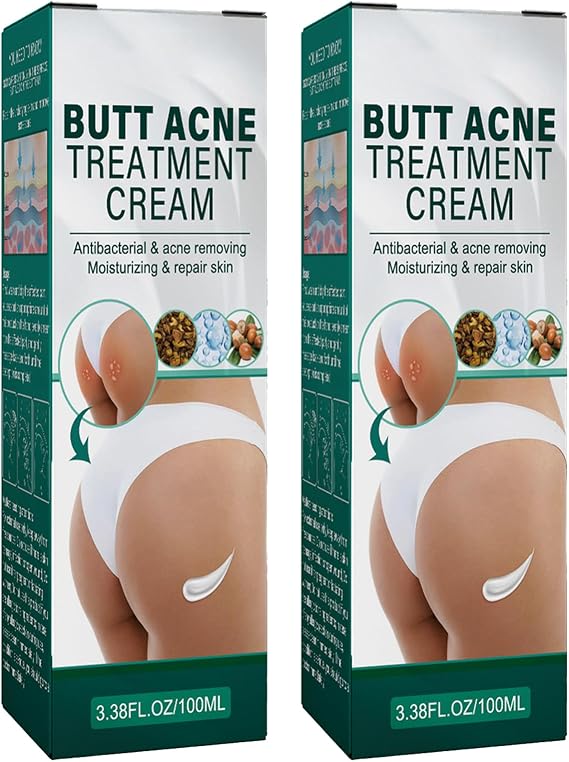 Butt Acne Treatment Cream - Moisturizing Skin Repair & Pimple Balance, Spot Control, Pore Shrinking - Scars Recovery - 2PC