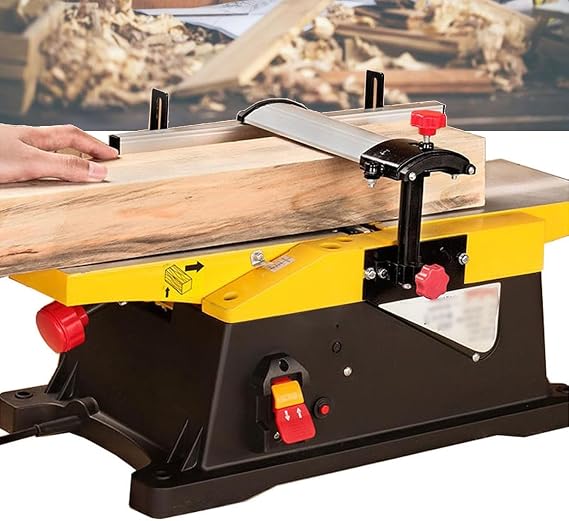 1800W Benchtop Planer, Electric Multifunctional Woodworking Tool, 12000 RPM Jointer for Heavy Duty Wood Cutting and Thickness Planning
