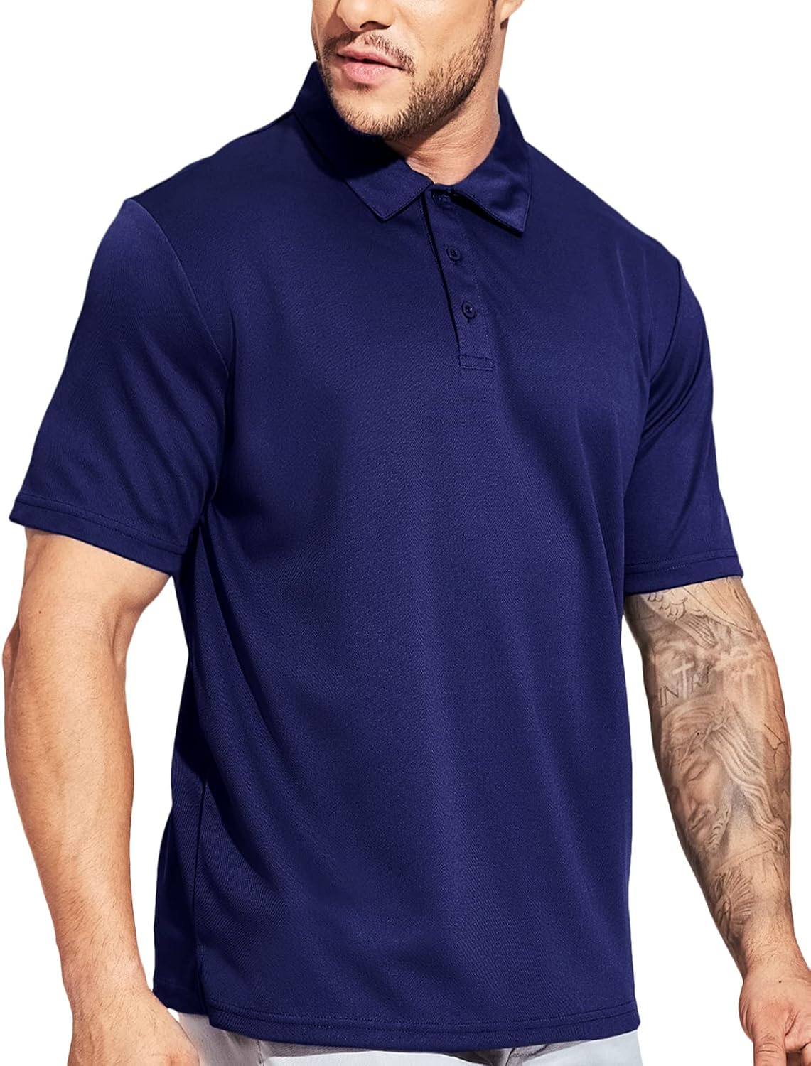 MIER Men's Quick Dry Polo Shirts Polyester Casual Collared Shirts Short Sleeve, Moisture-Wicking, Sun Protection