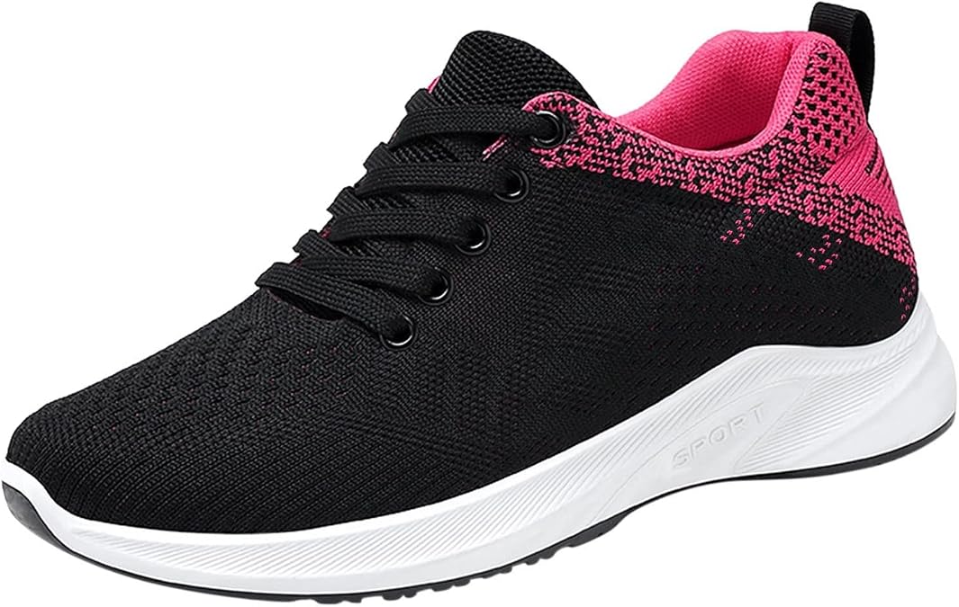 Womens Trainers Wide Fit Casual Non Slip Lace Up Running Shoes Breathable Low Top Orthopedic Trainer Comfortable Arch Support Tennis Sneakers Ladies Cushion Walking Trainers