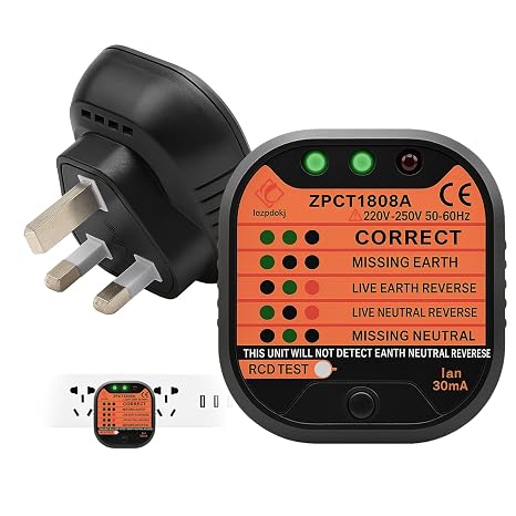 Socket Tester UK 220-250V Plug Tester with LCD Display RCD GFCI Socket