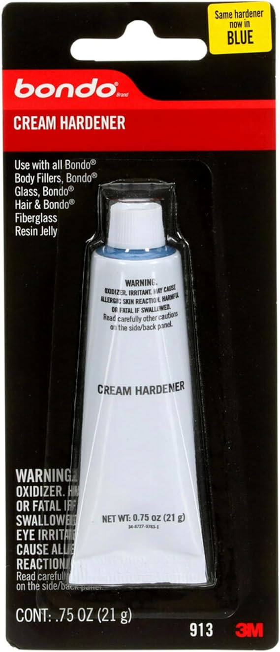 Bondo Cream Hardener 1 Tube 0.75 fl oz., Color Changing During Mixing Ensures Consistency, Lasting Repair, Use with Bondo Fillers (00913)
