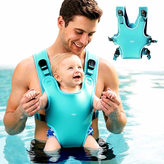 Water Baby Carrier for Newborn to Toddler 13-33 lbs 0-36 Months, Adjustable Neoprene Infant Carrier Wearing Gear for Beach Land Swimming Pool, Blue