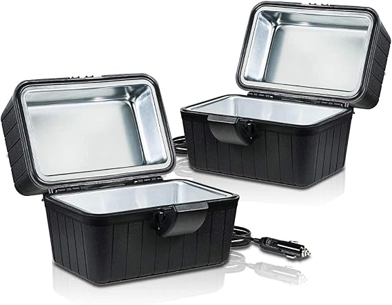 Heated lunch box for Men, 12V electric lunch box for adults, heating lunch box portable food warmer Lunch Box for car Insulated Heatable lunchbox loncheras electricas para calentar almuerzo 2-Pack