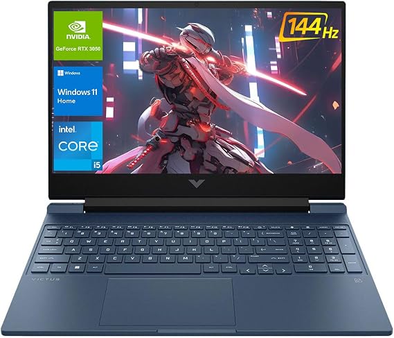 HP Victus 15.6 i5 Gaming Laptop, 15.6" FHD 1920*1080 144Hz, Intel Core i5-12450H, NVIDIA GeForce RTX 3050, 32GB RAM, 1TB SSD, Backlit KB, Touchpad, SD Card Reader, Webcam, HDMI, Wi-Fi 6, W11 H, Blue