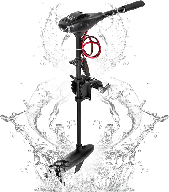 40LBS Electric Thrust Trolling Motor Saltwater Outboard Boat Motors 12V Watersnake Trolling Motor Bow Trolling Motors Fishing Boat Engine Mounted with Adjustable Handle
