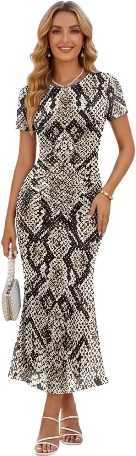 Women's Short Sleeve Bodycon Maxi Dress Summer Ruched Mesh Wedding Guest Night Out Cocktail Party Dresses XS-3XL