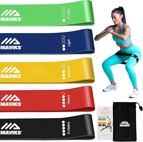 Exercise Bands Resistance Bands for Working Out, Set of 5 Bands, Elastic Resistance Bands for Physical Therapy, Pilates,Yoga, Stretching, Home Fitness with Guide and Carry Bag