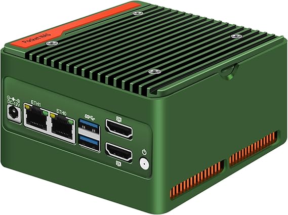 N355 X86-P6 Mini PC (N305 Upgrade), 4x M.2 NVMe NAS Mini Desktop Computer with 2x i226-V 2.5GbE LAN, DDR5 Micro PC Barebone NO RAM/SSD/OS, 2-Display, WiFi7/BT5.4 Expandable