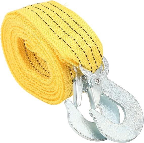 Car Towing Rope, 4m 3T Car Towing Rope Strap, Emergency Towing Rope with Hooks High Strength Polypropylene Steel Heavy Duty Tow Strap High Strength for Emergency Trailer Trucks