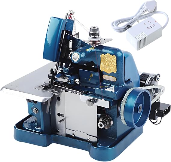 Overlocker Serger 3-4 Thread,Machine Serger Industrial,Adjustable Stitch Length with Metal Frame,for Heavy Duty Fabric Includes Accessories,Seam Finishing Blue