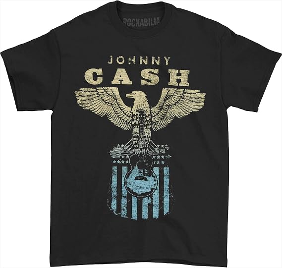 Johnny Cash Men's JC Eagle T-Shirt Large Black