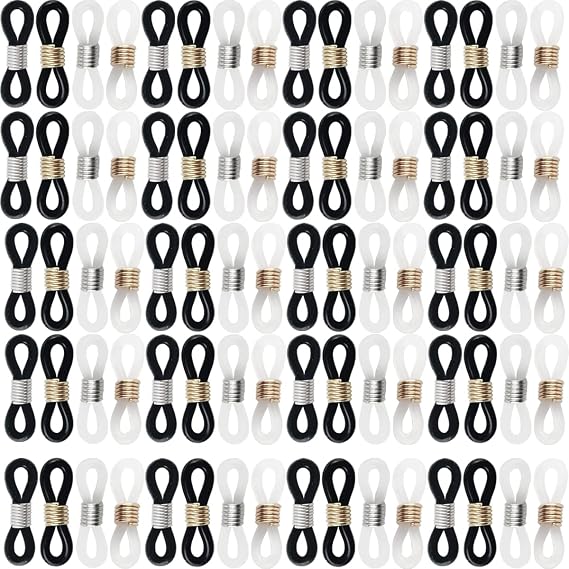 NSBELL 100PCS Eyeglasses Chain Ends Anti Slip Silicone Spring Rubber Connector Holder Retainer for Eyeglass Sunglasses Necklace Chain Eyeglass Chain Loop Holder Silicone Eyeglass Connector