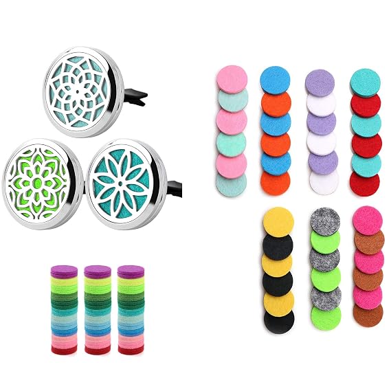 3 PCS Essential Oil Car Diffuser Vent Clips + 42pcs Replacement Refill Pads