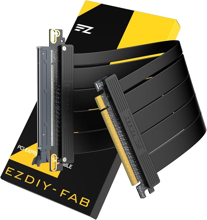 EZDIY-FAB PCIe 5.0 Riser Cable, Gen5 GPU Extender, Straight, 20cm, Black