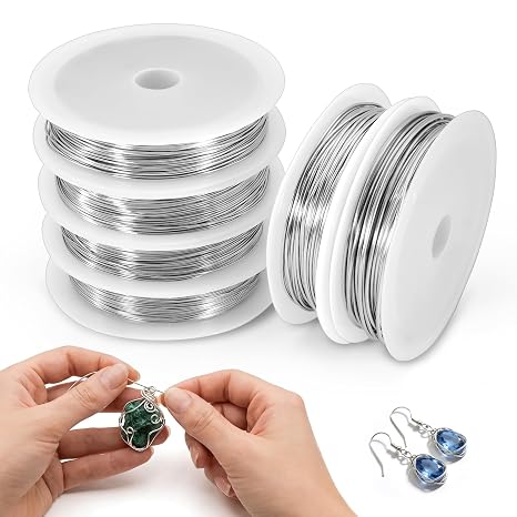 Jewelry Making Wire Set, 304 Stainless Steel Beading Wire 18/20/22/24/26/28 Gauge Thin Craft Wire for Necklace, Bead Stringing, DIY Jewelry, Floral Arrangement and Home Crafts
