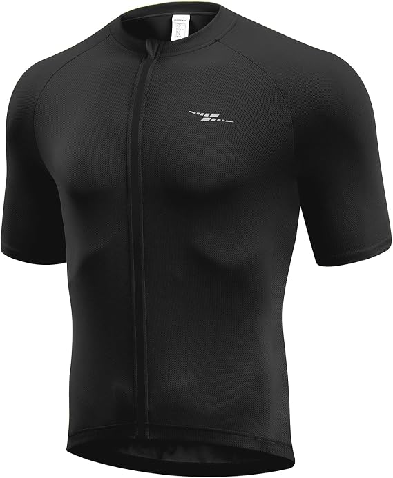 Przewalski Men's Cycling Jersey, Full Zip Bike Shirt with 3 Rear Pockets