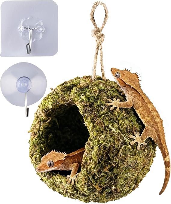 Handmade Crested Gecko Tank Accessories Bearded Dragon Accessories, Reptile Hideout, Hermit Crab and Small Reptile Habitat 4.73.59in