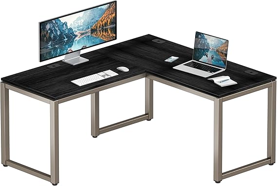 SHW 55 x 60 Commercial-Grade L-Shape Corner Office Computer Desk, Espresso