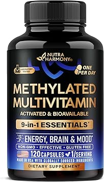 Methylated Multivitamin - B2, B6, 5-MTHF & B12 | Antioxidants C & E | Vitamin D3 & K2 - for Men & Women - 9-in-1 MTHFR Supplement with TMG - Energy, Brain & Mood - Vegan - Lab Tested - 120 Capsules