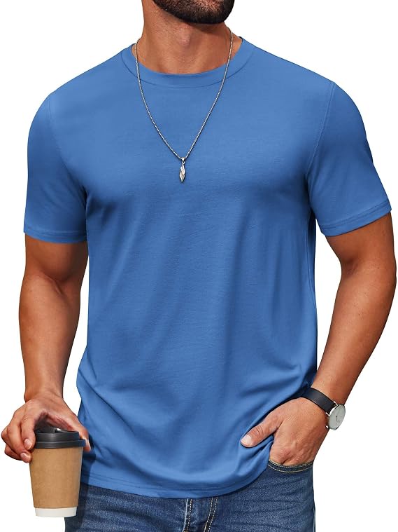 COOFANDY Men's T Shirt Short Sleeve Cotton Blend T-Shirts Crew Neck Casual Summer Basic Tee Shirts