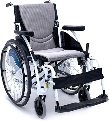 Karman S-115 25 lbs Ultra Lightweight Ergonomic Wheelchair with Removable Footrest in Alpine White