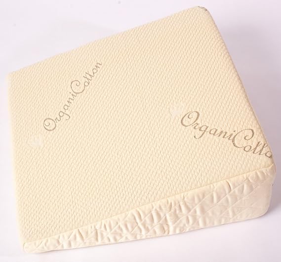 Churchill & Smith 8" Natural Durable Latex Reflux Bed Wedge Pillow with Natural Organic Cotton Stretch Knit Cover | Wedge Pillow for Sleeping and Acid Reflux, Heartburn, and GERD Pillow