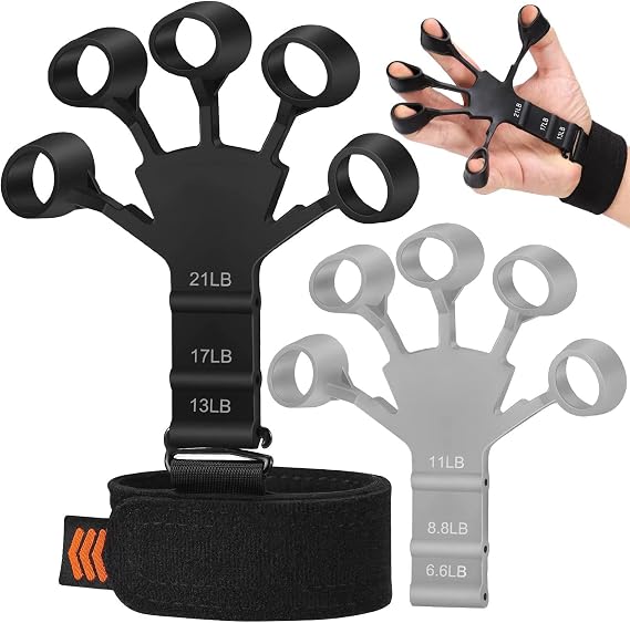 Hand Grip Strengthener Kit, Adjustable Resistance Handle, Finger Exerciser, Finger Resistance Band, Grip Strength Ring & Stress Relief Ball for Athletes & Musician