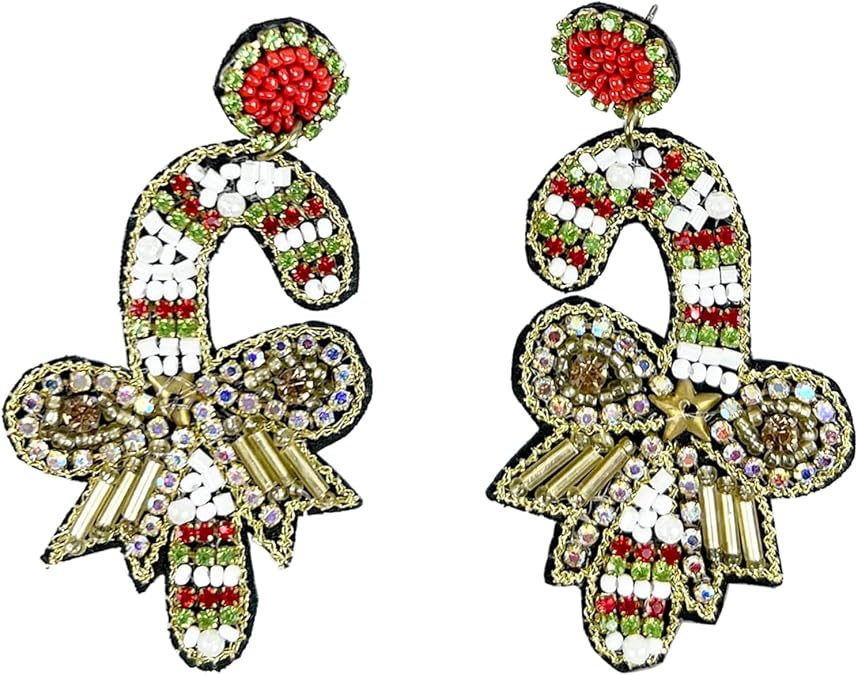 Festive Holiday Seed Bead Stud Earrings - Holiday Sparkle, Christmas Magic, Joyful