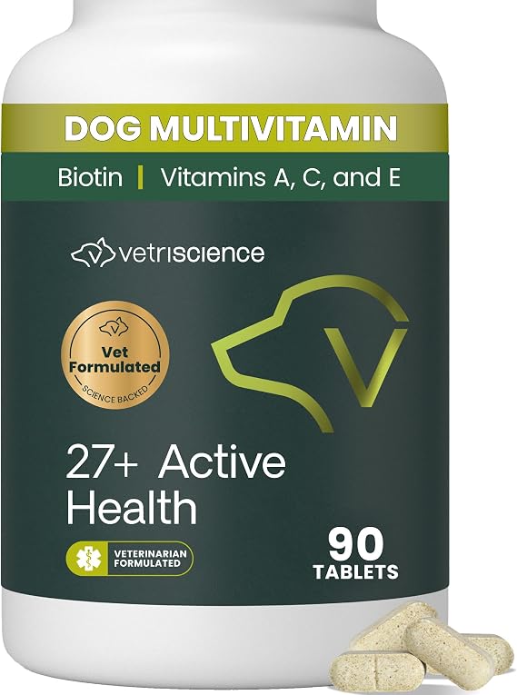 VetriScience 27+ Active Health Chewable Tablets for Dogs, Duck, 90 Count