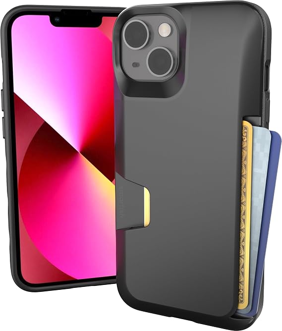 Smartish iPhone 13 Wallet Case - Wallet Slayer Vol. 1 [Slim + Protective] Credit Card Holder - Drop Tested Hidden Credit Card Slot Cover for Apple iPhone 13 - Black Tie Affair | Drop-Tested from 6 Feet, Holds 4 Cards + Cash, Protective & Slim, Thin & Grippy, Hidden Credit Card Slot for Apple iPhone