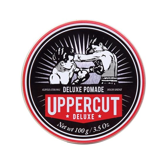 UPPERCUT DELUXE Pomade for Men, 3.5 oz/100g Strong Hold, High Shine Hair Pomade Water-Based, Easy Washout Classic Barber Styling for Slick Backs, Side Parts & Pompadours
