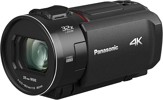 Panasonic HC-VX3E-K 4K video camera, 4K video (25p), 25mm -F1.8 wide angle lens, 24x optical zoom, Hybrid OIS+, HDR, zoom microphone, touch screen, creative functions, black