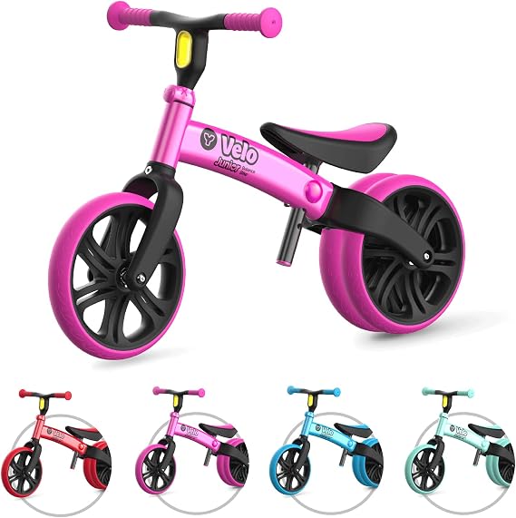 Yvolution Y Velo Senior 12" Balance Bike No Pedal Training Bicycle for Kids Ages 3-5 Adjustable Seat & Handlebar, Puncture-Proof Wheels, up to 55 lbs