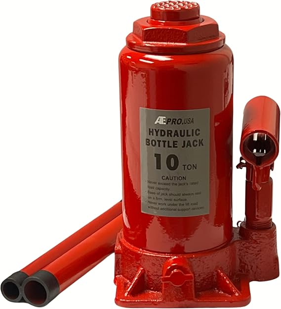 ATE Pro. Tools - 10 Ton Hydraulic Bottle Jack, (20,000 lbs) Red Bottle Jack, Welded Hydraulic Jack