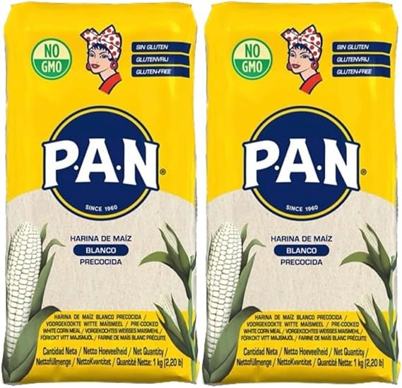 Harina PAN Pre-Cooked White Maize Meal - 1kg (Pack of 2)