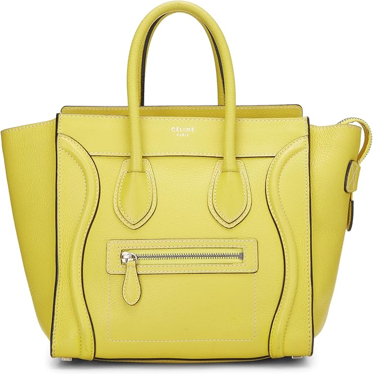Celine, Pre-loved Yellow Drummed Calfskin Luggage Micro, Yellow