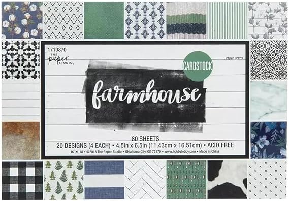 Farmhouse Scrapbook Card Stock Stack Pad - 80 Sheets