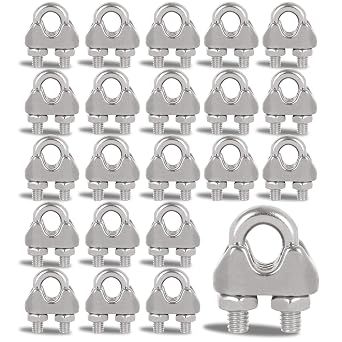 40 PCS 1/4" Stainless Steel Wire Rope Cable Clip Clamp M6 Wire Rope Clamp Wire Rope Cable Clip Clamp U Bolt Saddle Fastener