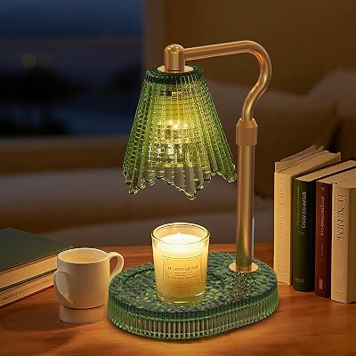Candle Warmer Lamp with Timer & Dimmable 4-Level Brightness - Adjustable Height,for New Home Bedroom, Gifts for Women Green