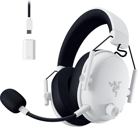 Razer BlackShark V3 Wireless PC Gaming Headset, 50mm Drivers, White | Super Wideband Mic, 2.4 GHz, Bluetooth, USB, Works with Mac, PS5, Nintendo Switch, Smartphone, 70 Hr Battery